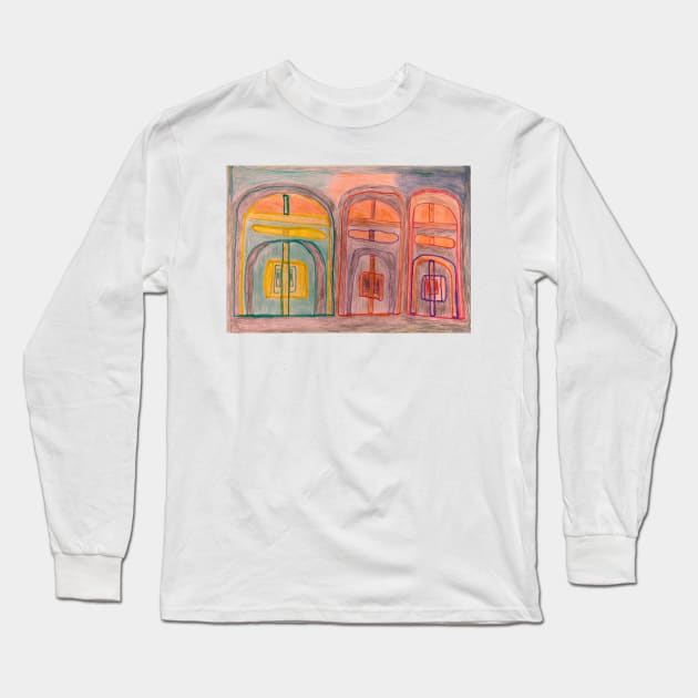 Arched Doorways Colourful Designs Long Sleeve T-Shirt by PodmenikArt